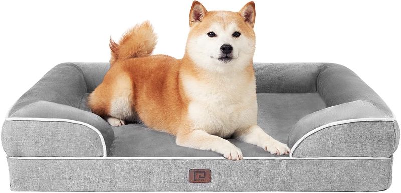 Photo 1 of **SIMILAR TO STOCK PHOTO** LARGE EHEYCIGA Orthopedic Dog Beds for Large Dogs, Waterproof Memory Foam Bed with Sides, Non-Slip Bottom and Egg-Crate Foam Couch Bed with Washable Removable Cover, Grey
