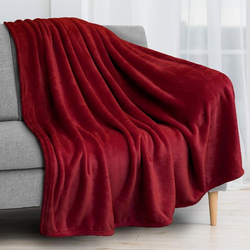 Photo 1 of *SIMILAR TO STOCK PHOTO** PAVILIA Fleece Blanket Throw Twin Size | Super Soft, Plush, Luxury Flannel Throw | Lightweight Microfiber Blanket for Sofa Couch Bed (Wine, 60x80 inches)