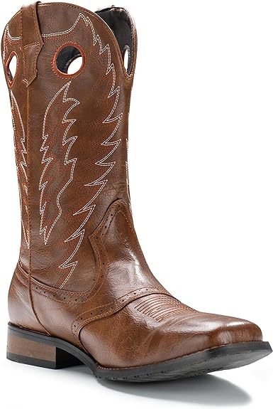 Photo 1 of IUV Cowboy Boots For Men Western Boot Classic Embroidered Square Toe Pull On Mid-Calf Boots Round Hole SIZE 12 