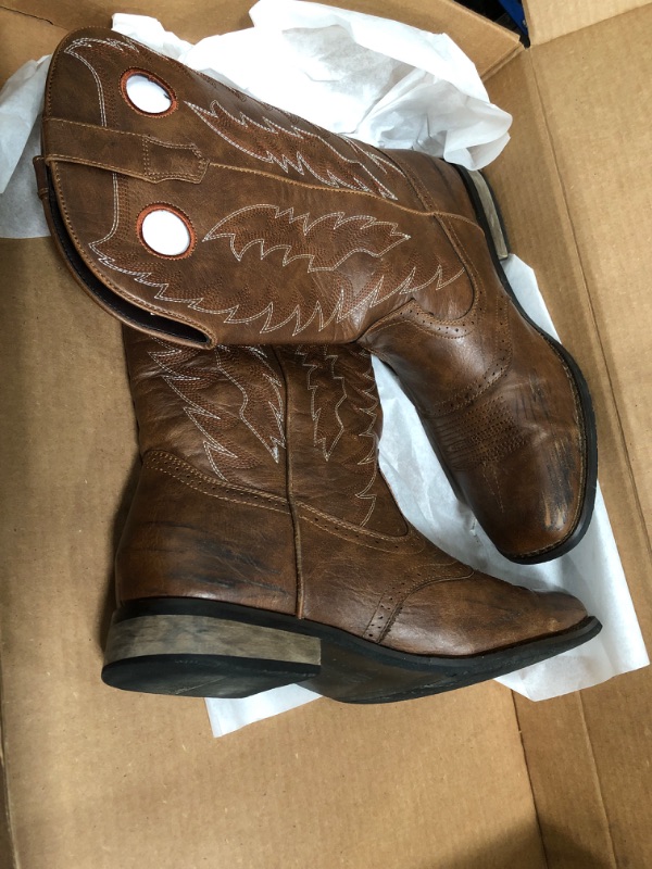 Photo 2 of IUV Cowboy Boots For Men Western Boot Classic Embroidered Square Toe Pull On Mid-Calf Boots Round Hole SIZE 12 