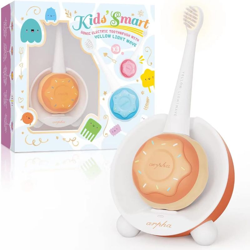 Photo 1 of Kids Electric Power Toothbrush Age 1-4, Easy-Grip Silicone Handle, 3 Modes with 2 Minutes Smart Timer, Rechargeable Toothbrush, Orange