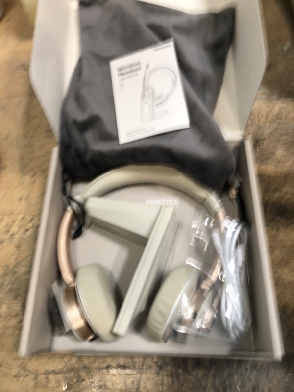 Photo 2 of Bluetooth Headset with Microphone, QCC Wireless Headphones with Mic Noise Cancelling & Mute/Charging Dock/Plug & Play USB Dongle, 26 Hrs On Ear Headphones for Phones/Laptop/PC/MS Teams/Zoom/Skype Gold Qualcomm V5.1