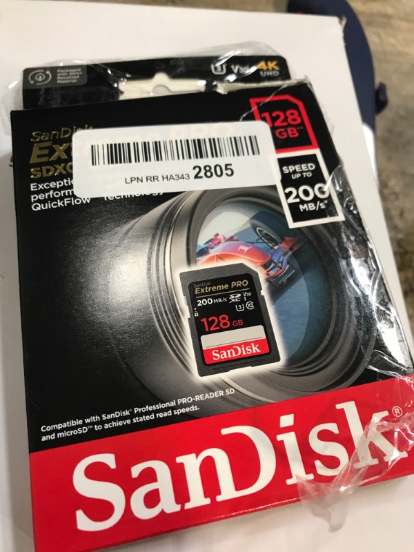 Photo 2 of SanDisk 128GB Extreme PRO SDXC UHS-I Memory Card - C10, U3, V30, 4K UHD, SD Card - SDSDXXD-128G-GN4IN 128GB Memory Card Only