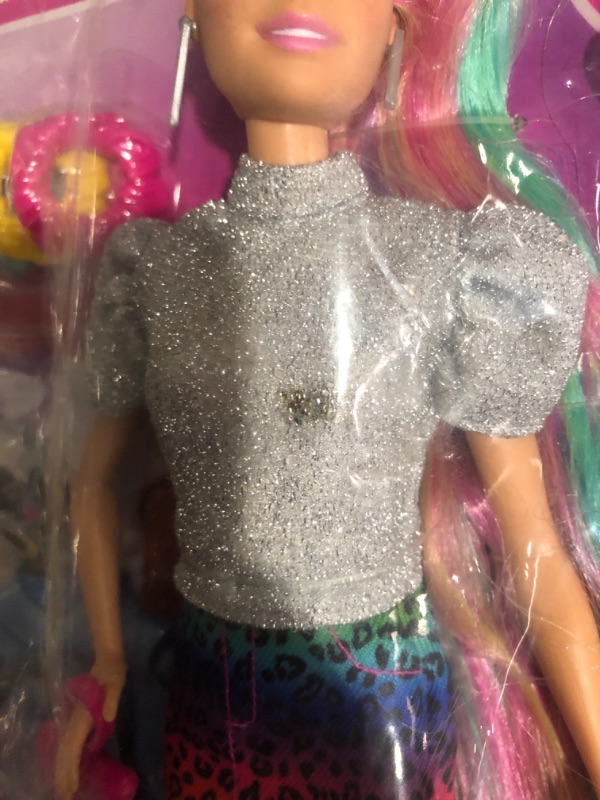 Photo 3 of ***HAS SOME STAINS** 
Barbie Leopard Rainbow Hair Doll (Blonde) with Color-Change Hair Feature