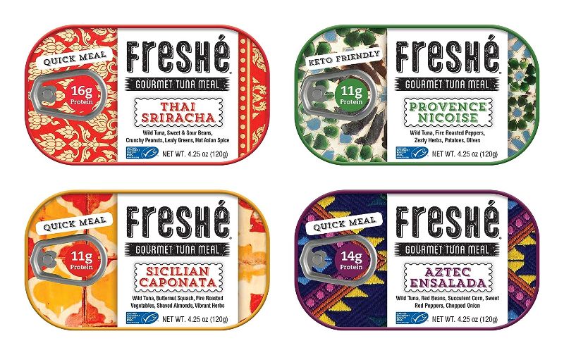 Photo 1 of 
Freshé Gourmet Canned Tuna Variety Pack (4 Pack) Healthy High-Protein Skipjack Fish & Ready-to-Eat Meal – All-Natural, Non-GMO, Wild-Caught Tuna –.