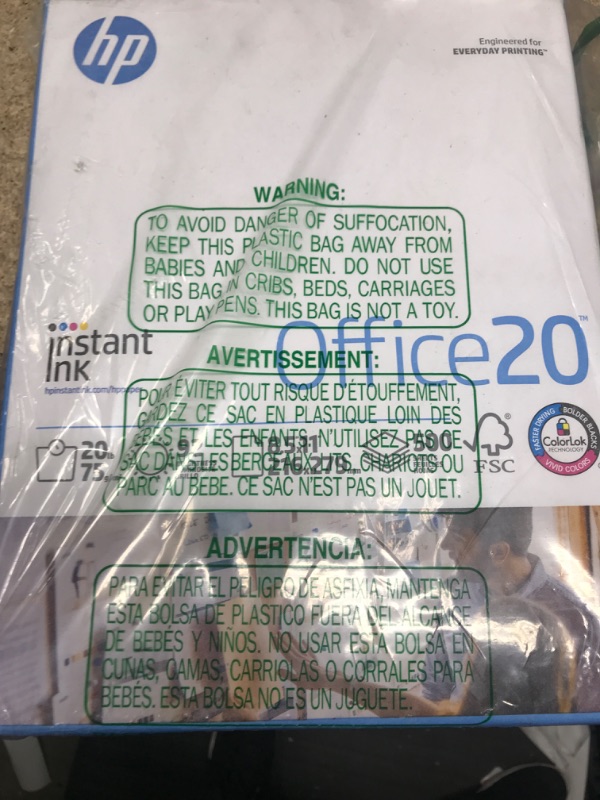 Photo 1 of HP Printer Paper | 8.5x11 Paper |Office 20 lb | 1 Ream - 500 Sheets | 92 Bright | Made in USA - FSC Certified | 112150R 1 Ream | 500 Sheets Letter (8.5 x 11)