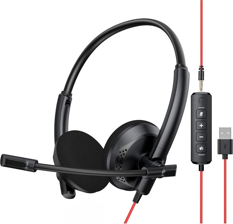 Photo 1 of NUBWO HW03 USB Headset with Microphone for PC with in-Line Control,Wired Headphones with Mic for Mac,Laptop,Smartphone,Business & Students Essentials
