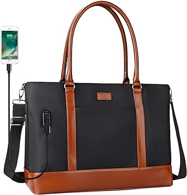 Photo 1 of REIAVEL LAPTOP Tote BAG WOMAN’s Water resistant fabric & leather USB Straps Zip
