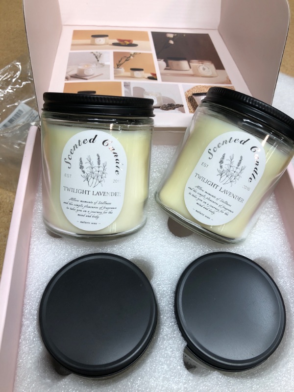 Photo 2 of 4 Pack Candles for Home Scented, Lavender Candles, 4x6.3 oz 4x50 Hour Long Lasting Aromatherapy Jar Candles Natural Soy Wax Relaxing Candle, Candles Gifts for Women (Lavender *2 &Sage &Jackson)
