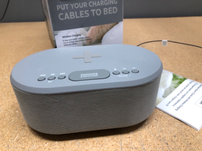 Photo 3 of * MISSING CHARGER* i-box Dawn, Alarm Clock Radio, Alarm Clocks for Bedrooms, FM Radio, Alarm Clock with Wireless Charging, Wireless Speakers with Bluetooth, Digital Alarm Clock, USB Port, Dimmable Night Light (Grey)

