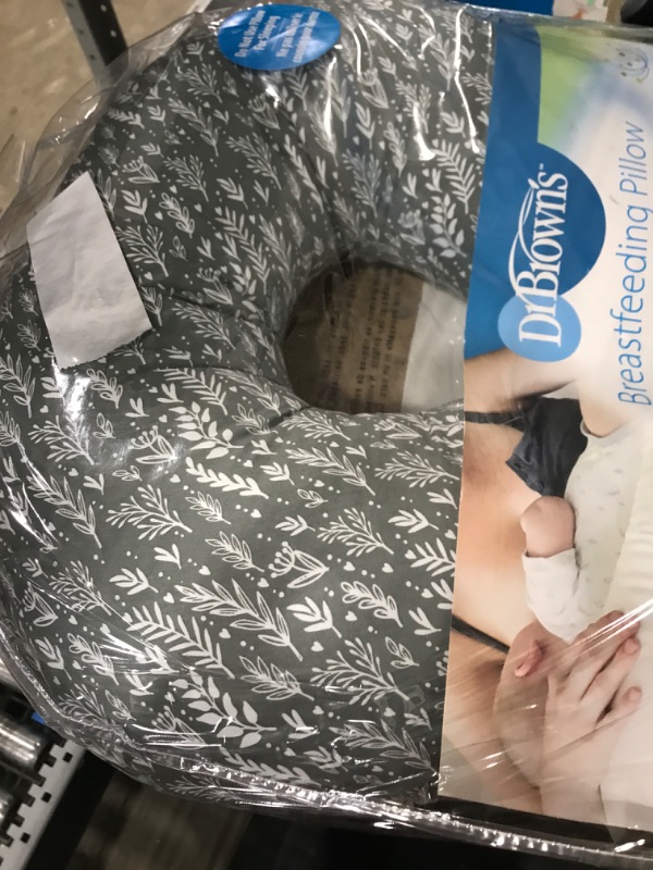 Photo 2 of Dr. Brown's Breastfeeding Pillow with Removable Cover for Nursing Mothers, Machine Washable, Cotton Blend, Gray Breastfeeding Pillow, Gray