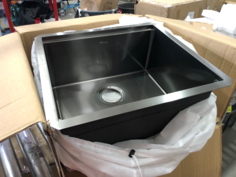 Photo 4 of 21 Bar Sink Undermount - Sarlai 21" x 19" Kitchen Sink Workstation Deep Single Bowl 16 Gauge Stainless Steel RV Bar Prep Laundry Kitchen Sink Basin 21"x19" Stainless Steel