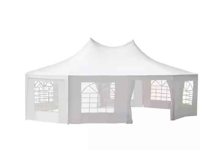 Photo 3 of 21 ft x 29 ft White Large 10-Wall Event Wedding Gazebo Canopy Tent with Open Floor Design and Weather Protection
