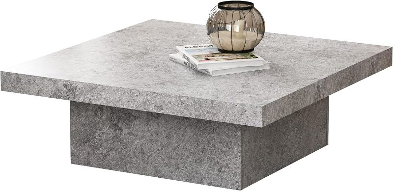 Photo 1 of **MISSING HARDWARE**
Galano Carmelo Coffee Table Square Wood Modern Concrete Cool Grey