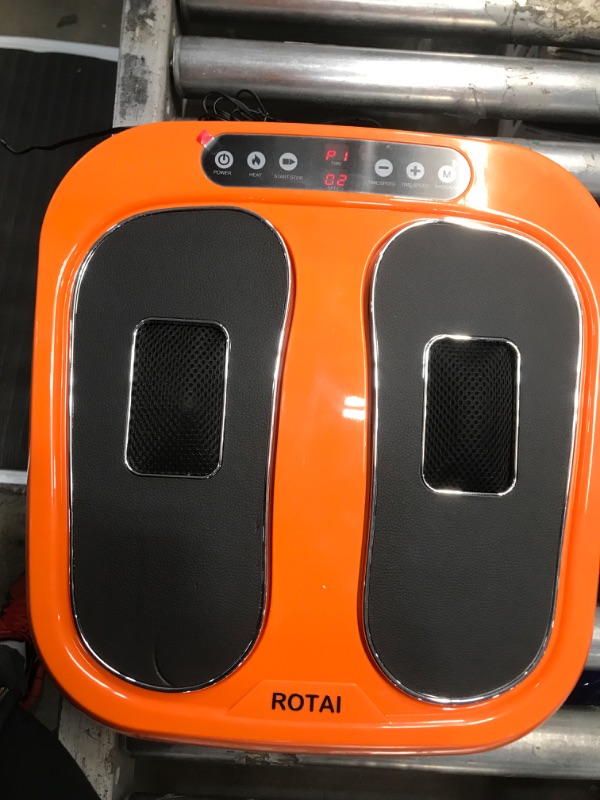 Photo 1 of ROTAI Foot Massager Machine with Heat, Shiatsu Vibration Feet Massager with Remote, Deep Kneading Therapy, Improve Circulations and Body Flow for Plantar Fasciitis, Neuropathy Warm-orange-heat