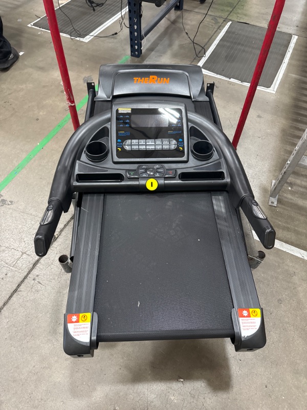 Photo 3 of **SEE NOTES** THERUN Incline Treadmill, Treadmill for Running and Walking, 300 lbs Weight Capacity Folding Treadmill with 0-15% Auto Incline, Wide Belt, 3.5HP, App, Heart Rate, Black Orange-Black