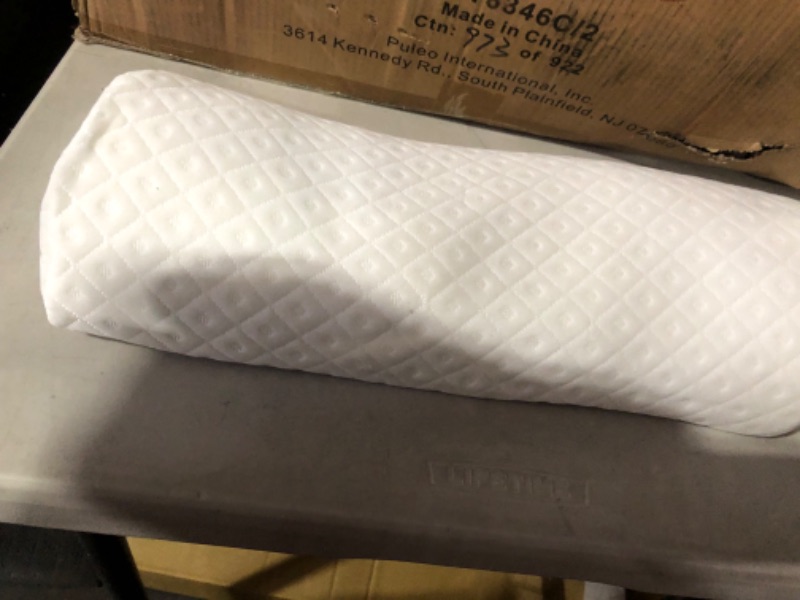 Photo 3 of ***MINOR DAMAGE*SLIGHTLY MISSHAPEN*PICTURED***
AIWITHPM Bolster Pillow, Long Knee Pillow, Leg Pillows for Sleeping, 100% Memory Foam Half Moon Pillow - Used for Neck Pillow, Lumbar Pillow, Leg Pillow, Ankle Pillow L(19.69*7.88*3.94inch)