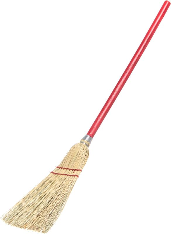 Photo 1 of 2 Lobby Broom Corn Broom, Short Broom for Kitchen, Restaurants, Home, Corn, 33 Inches, Red And Black