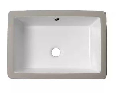 Photo 1 of 18 in. Modern Bathroom Porcelain Ceramic Undermount Rectangular Corner Sink in White

