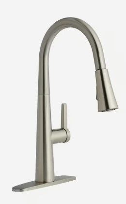 Photo 1 of allen + roth Bryton Stainless Steel Single Handle Pull-down Kitchen Faucet with Deck Plate
