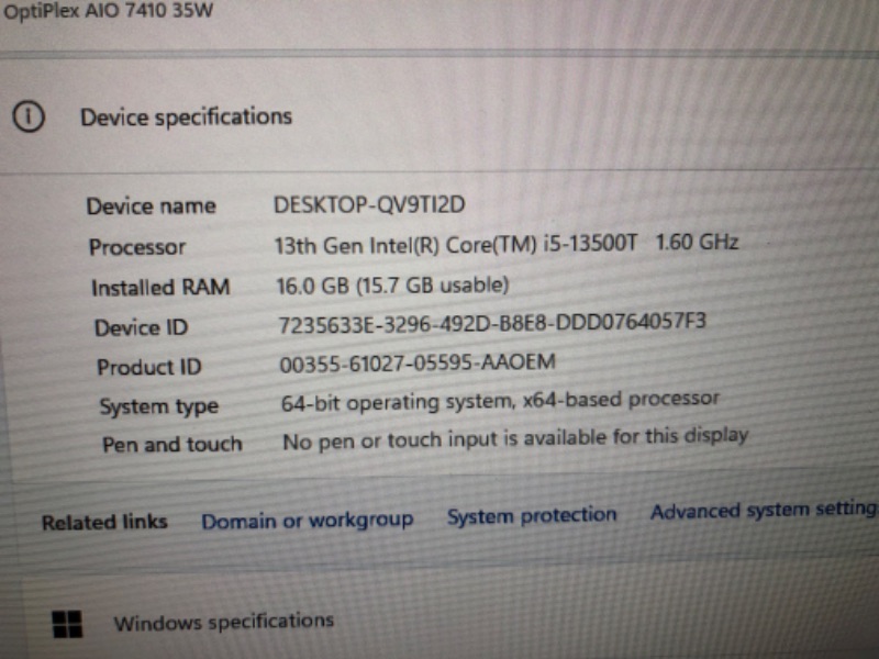 Photo 6 of Dell OptiPlex 7410 All-in-One Desktop Computer - 23.8" FHD Display - 4.6 GHz Intel Core i5-13500T 14-Core (13th Gen) - 16GB - 1TB SSD - Windows 11 Pro