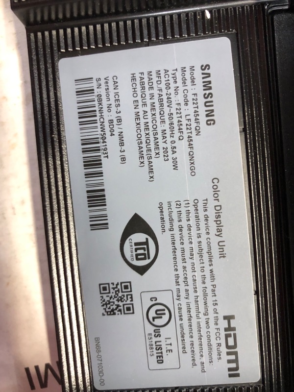 Photo 1 of SAMSUNG FT45 Series 24-Inch FHD 1080p Computer Monitor, 75Hz, IPS Panel, HDMI, USB Hub, Height Adjustable Stand, 3 Yr WRNTY (LF24T452FQNXGO)
