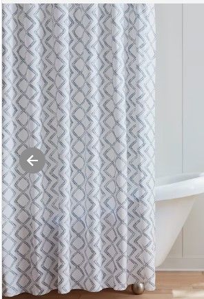 Photo 1 of allen + roth 72-in W x 72-in L Gray Geometric Mildew Resistant Polyester Shower Curtain
