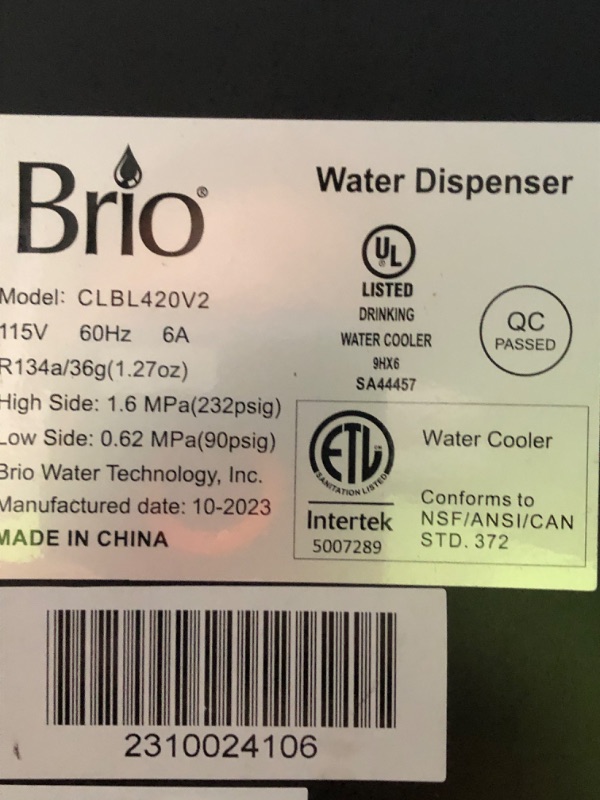 Photo 7 of (damaged)(sold for parts) Brio Bottom Loading Water Cooler Water Dispenser – Essential Series 