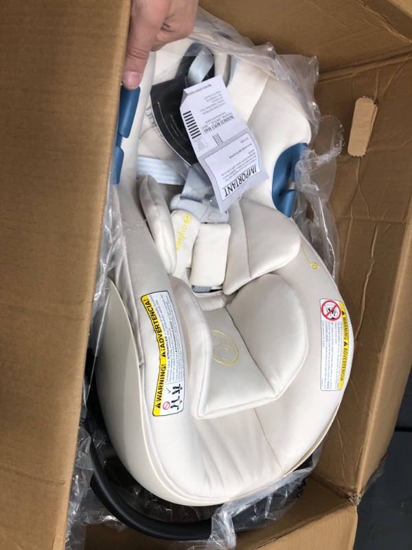 Photo 2 of Cybex Aton G Infant Car Seat with Linear Side-Impact Protection, 11-Position Adjustable Headrest, in-Shell Ventilation, Easy-in Buckle and Secure Safelock Base, Seashell Beige Car Seat Seashell Beige