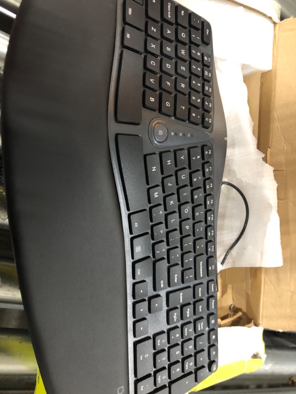 Photo 2 of DeLUX Wired Ergonomic Split Keyboard with Wrist Rest, [Standard Ergo] Keyboard Series with 2 USB Passthrough, Natural Typing Reducing Hand Pressure, 107 Keys for Windows and Mac OS (GM901U-Black)