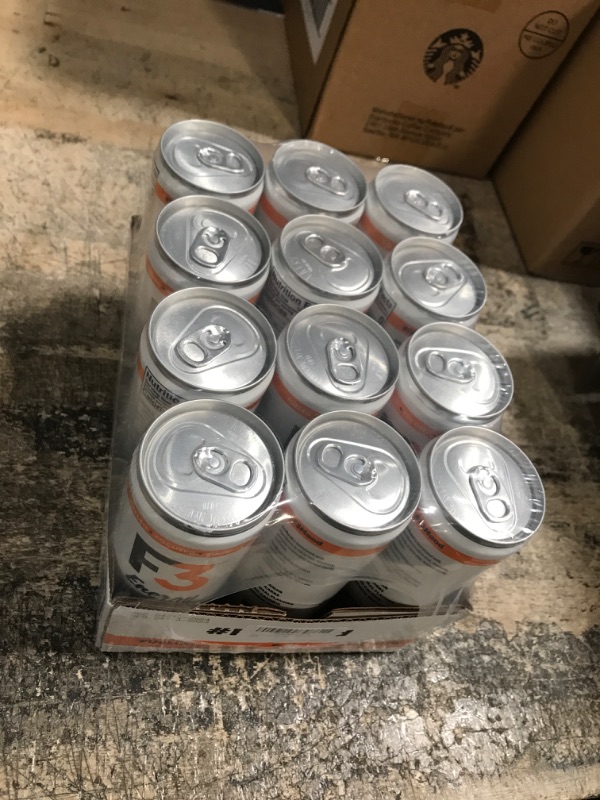 Photo 1 of *4/13/2024* F3 Energy - Orange Mood Energy Drink, Natural Energy Drinks for Strength, Mental Focus, and Muscle Recovery, Mood & Recovery Aid Sports Drinks w/GABA, BCAA, Magnesium, & Chamomile, 355 ml (12 pack)