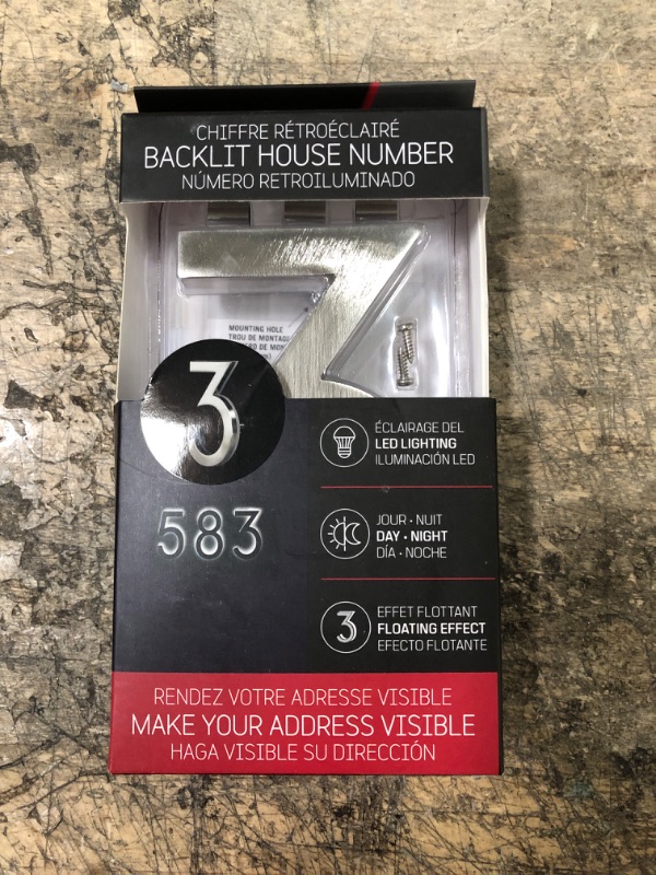 Photo 2 of Backlit Illuminated LED House Numbers 5" - Satin Nickel - Address Signs Lighted Plaque - Outdoor/Indoor - Modern - Low-Voltage or 120V - Weatherproof and Corrosion Resistant – Day & Night (#3)