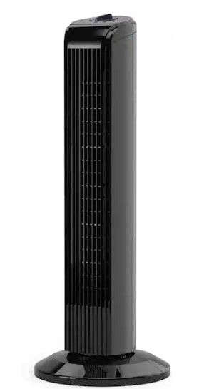 Photo 1 of 28 in. 3 Speed Oscillating Tower Fan in Black
