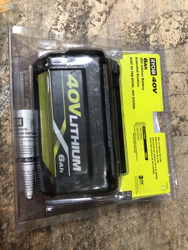 Photo 2 of Ryobi 40-Volt Lithium-Ion 6.0 Ah High Capacity Battery