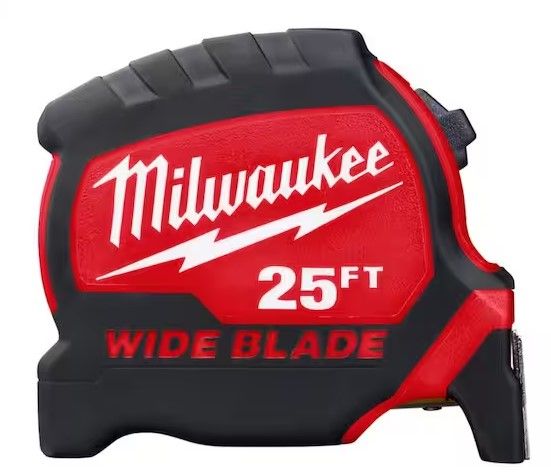 Photo 1 of 25 ft. x 1-5/16 in. Wide Blade Tape Measure with 17 ft. Reach
