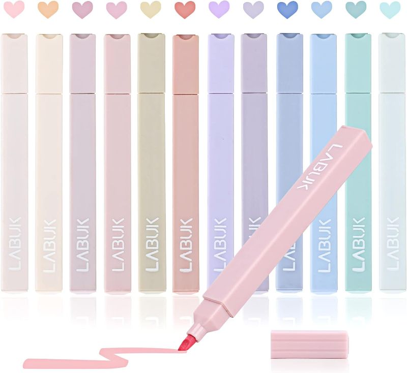 Photo 1 of LABUK 12pcs Pastel Highlighters Aesthetic Cute Bible Highlighters and Pens No Bleed, with Mild Assorted Colors, Dry Fast Easy to Hold for Journal Planner Notes School Office Supplies
