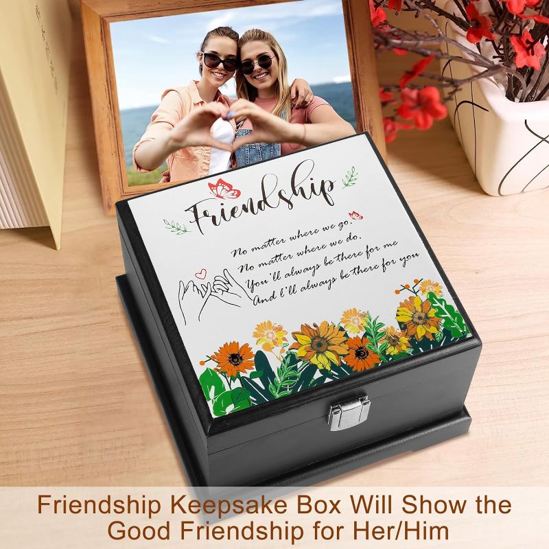 Photo 1 of ADMLC Wooden Friendship Decorative Box, Friends Thank You Gifts for Women, Sunflower Flower Gift Sister Gift Birthday, Gifts for Friends Nurse Teacher Female Keepsake
