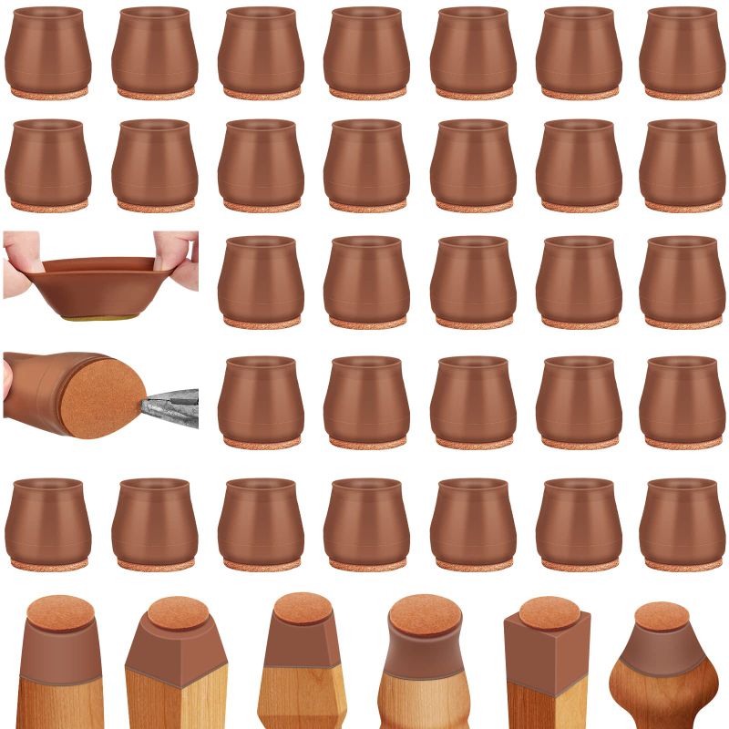 Photo 1 of 32Pcs Silicone Chair Leg Floor Protectors,Floor Protectors for Chairs,Rubber Chair Leg Protectors for Hardwood Floors,Chair Leg Caps Chair Leg Covers for Wooden Floors (Brown, Medium)