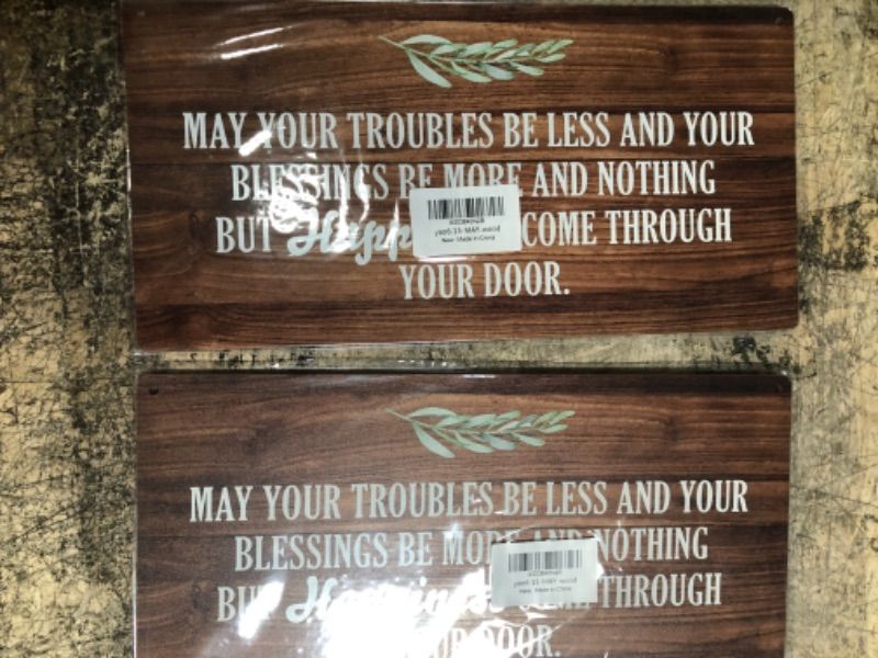 Photo 2 of 2 PACK Tokpac Country Style Wall Decor Positive May Your Troubles Be Less Sayings Wooden Signs Rustic Hanging Wall Plaque Sign Home Decor Present 12 x 6 Inches