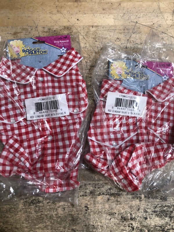 Photo 2 of 2 PACK Doggy Parton Red Gingham Western Collared Shirt for Pets - M Medium Red
