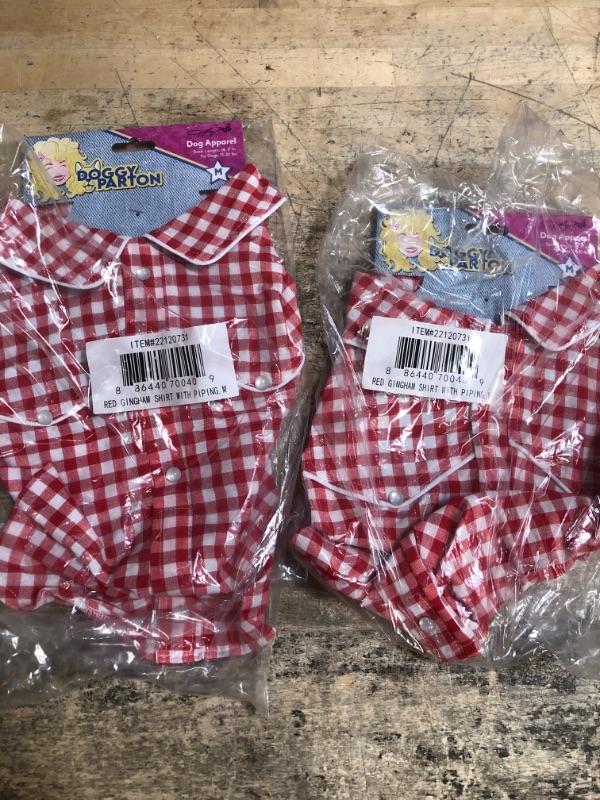 Photo 1 of 2 PACK Doggy Parton Red Gingham Western Collared Shirt for Pets - M Medium Red