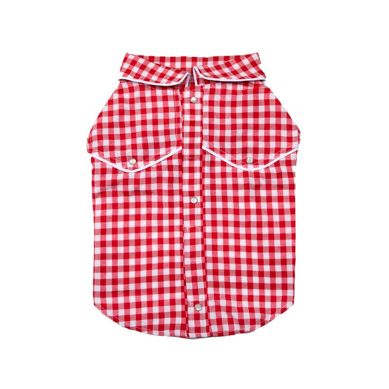 Photo 1 of 2 PACK Doggy Parton Red Gingham Western Collared Shirt for Pets - M Medium Red