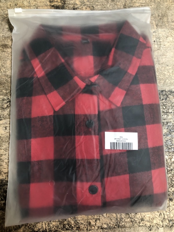 Photo 2 of Uillnoodu Women's Flannel Plaid Shirts Long Sleeve Regular Fit Button Down Casual Cotton, SIZE XL