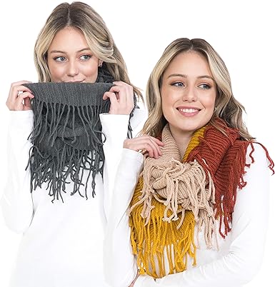 Photo 1 of BASICO Women Winter Infinity Scarves, Warm Knit Circle Loop ScarfWinter Scarfs for Cold Weather Women, Fall, Winter Gift (Dark Grey, I92)