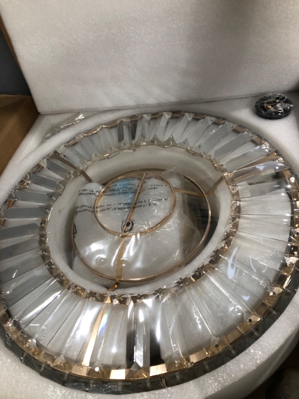 Photo 1 of Siljoy 36 Inch Retractable Crystal Ceiling Fan Lights with Remote Control LED Dimmable Fandelier Invisible Chandelier Fans Gold Finish Gold 36 Inch