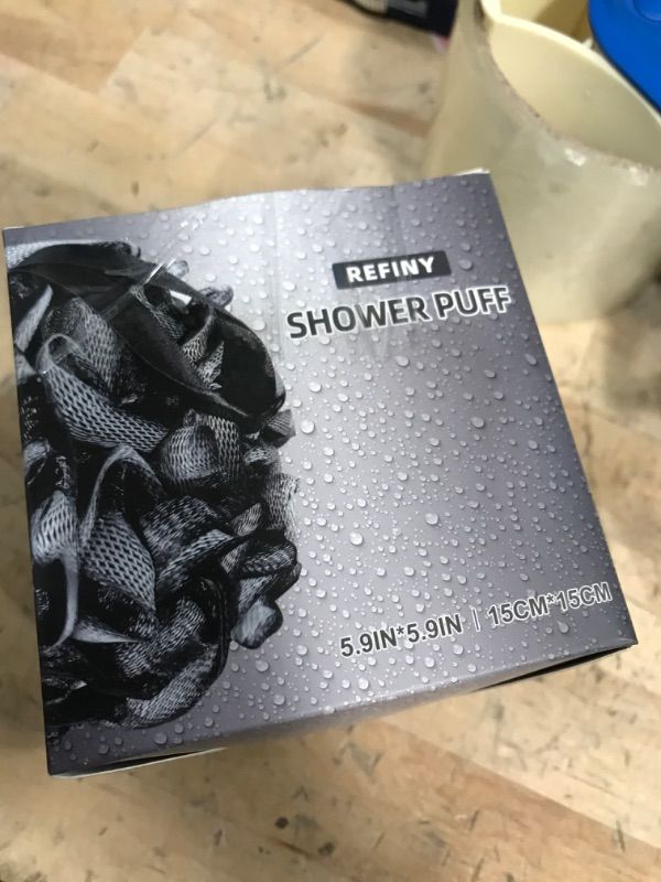 Photo 1 of 3 PACK***REFINY Bath Loofah Sponge?60g/Soft Mesh Black Bamboo Looufa Puff - Exfoliating Body Scrubber for Women and Men, Cleanse, Soothe Skin?1pcs?