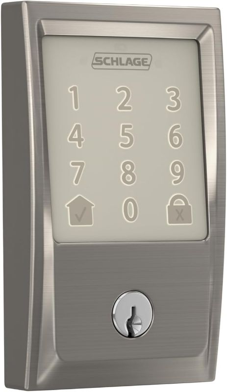 Photo 1 of **Schlage Encode Century Satin Nickel Wifi Single Cylinder Electronic Deadbolt Lighted Keypad Touchscreen Smart Lock
