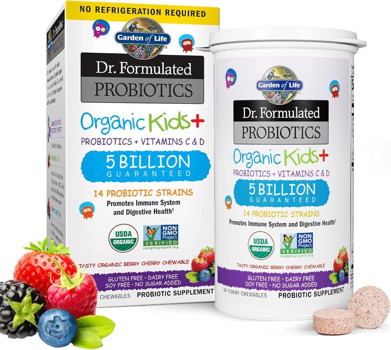 Photo 1 of BB; 12/24
Garden of Life Children  Dr. Formulated Kids+ Berry Cherry Probiotics 5 Billion CFU – 30 Chewables 