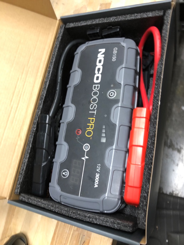 Photo 2 of NOCO Boost Pro GB150 3000A UltraSafe Car Battery Jump Starter, 12V Battery Pack, Battery Booster, Jump Box, Portable Charger and Jumper Cables for 9.0L Gasoline and 7.0L Diesel Engines
