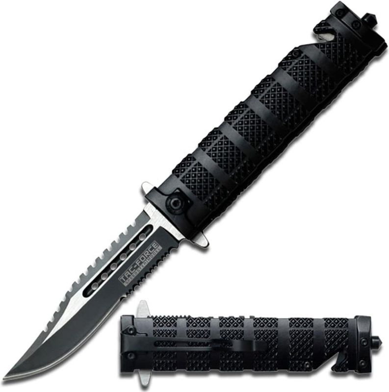 Photo 1 of * 18+ ONLY* Tac Force Sawback Bowie Tactical Half Serrated Spring Assisted Pocketknife
